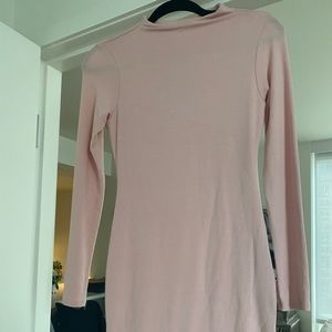 High neck pink bodycon dress